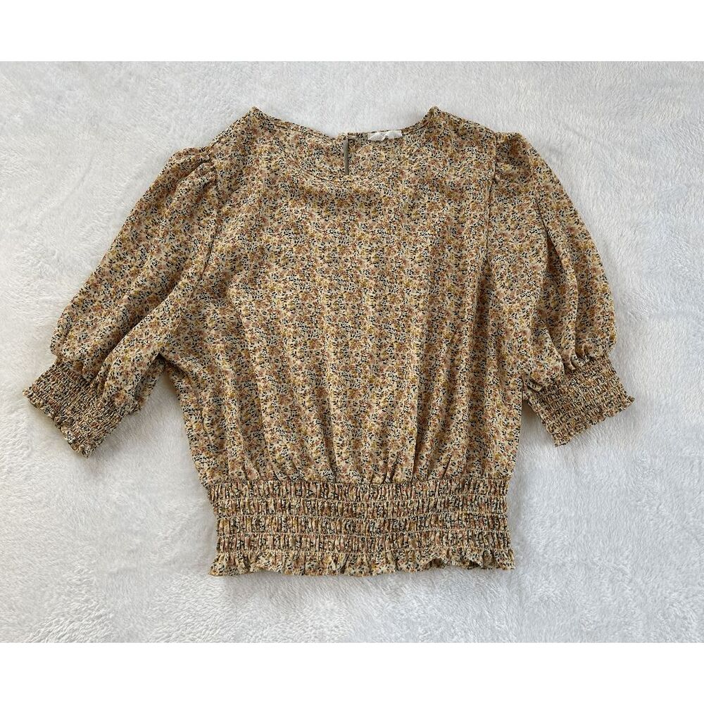 Sienna Sky Flower Pastel Pink Blouse Size L, Cottagecore, Balletcore, Feminine